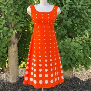 {sold} 1960s Merry Finn Orange Polka Dot Dress